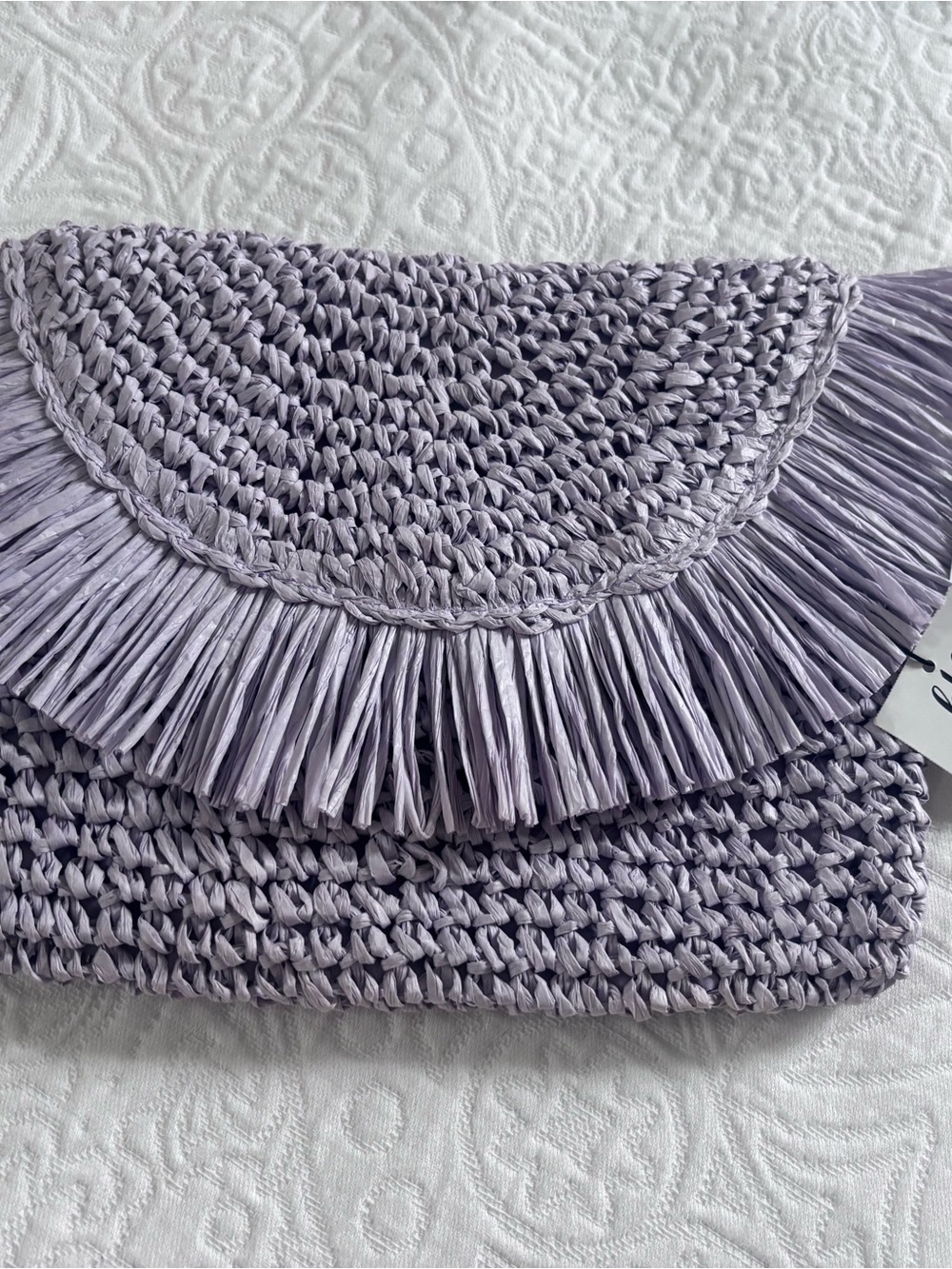 Woven Fringe Clutch in Lavender — Women Bags Clutches & Wristlets
